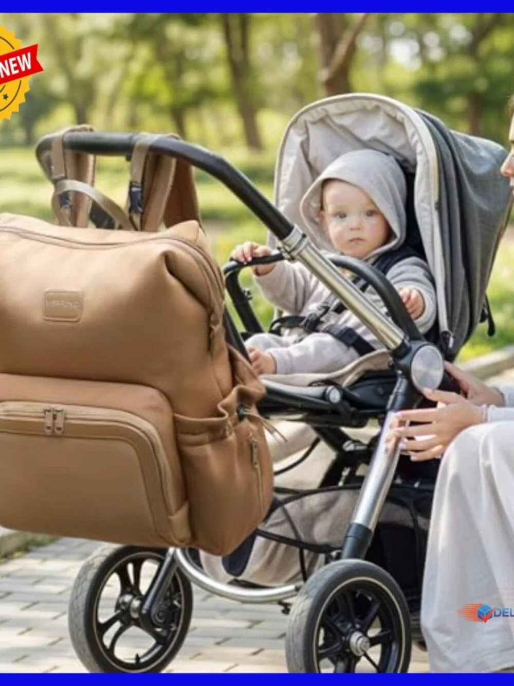 Large Capacity Neoprene Diaper Backpack with Changing Pad and 12 Pockets